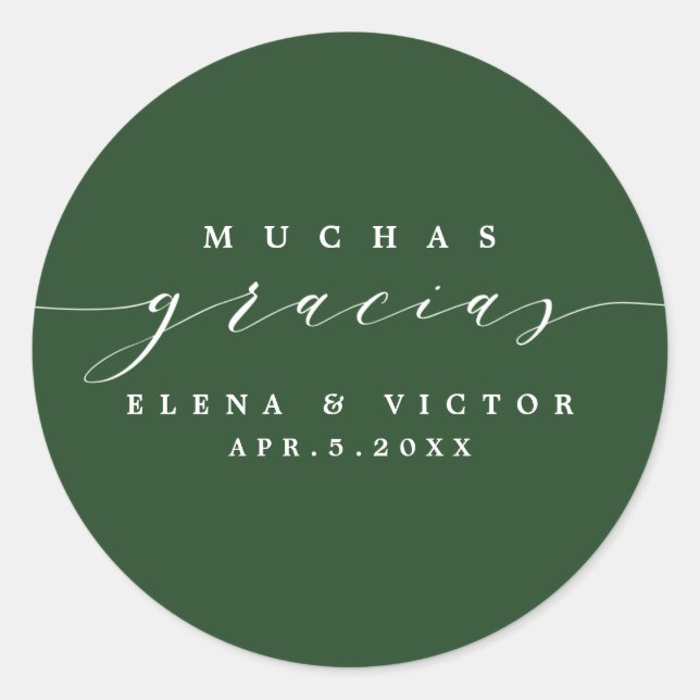 REDONDA ELEGANTE SCRIPT MUCHAS GRACIAS | GRACIAS PEGATINA (Anverso)