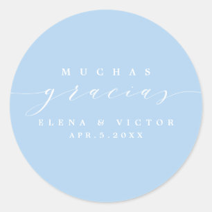 REDONDA ELEGANTE SCRIPT MUCHAS GRACIAS   GRACIAS PEGATINA