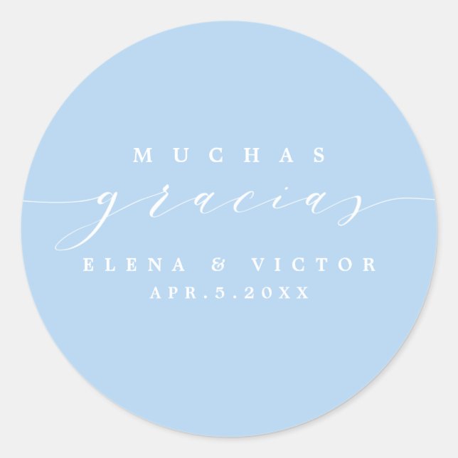 REDONDA ELEGANTE SCRIPT MUCHAS GRACIAS | GRACIAS PEGATINA (Anverso)