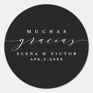 REDONDA ELEGANTE SCRIPT MUCHAS GRACIAS   GRACIAS PEGATINA