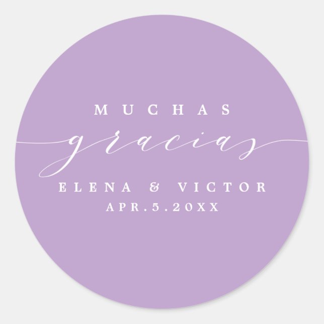 REDONDA ELEGANTE SCRIPT MUCHAS GRACIAS | GRACIAS PEGATINA (Anverso)