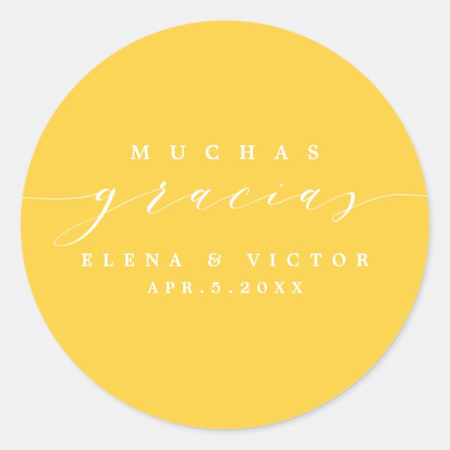 REDONDA ELEGANTE SCRIPT MUCHAS GRACIAS | GRACIAS PEGATINA (Anverso)