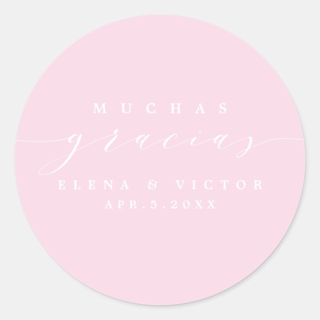 REDONDA ELEGANTE SCRIPT MUCHAS GRACIAS | GRACIAS PEGATINA (Anverso)