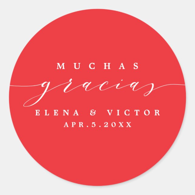 REDONDA ELEGANTE SCRIPT MUCHAS GRACIAS | GRACIAS PEGATINA (Anverso)