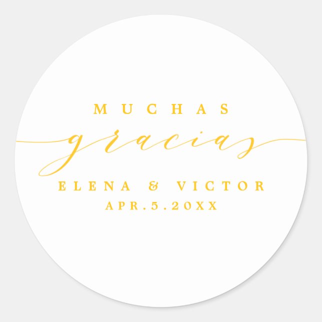 REDONDA ELEGANTE SCRIPT MUCHAS GRACIAS | GRACIAS PEGATINA (Anverso)