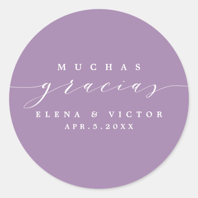 REDONDA ELEGANTE SCRIPT MUCHAS GRACIAS | GRACIAS PEGATINA (Anverso)