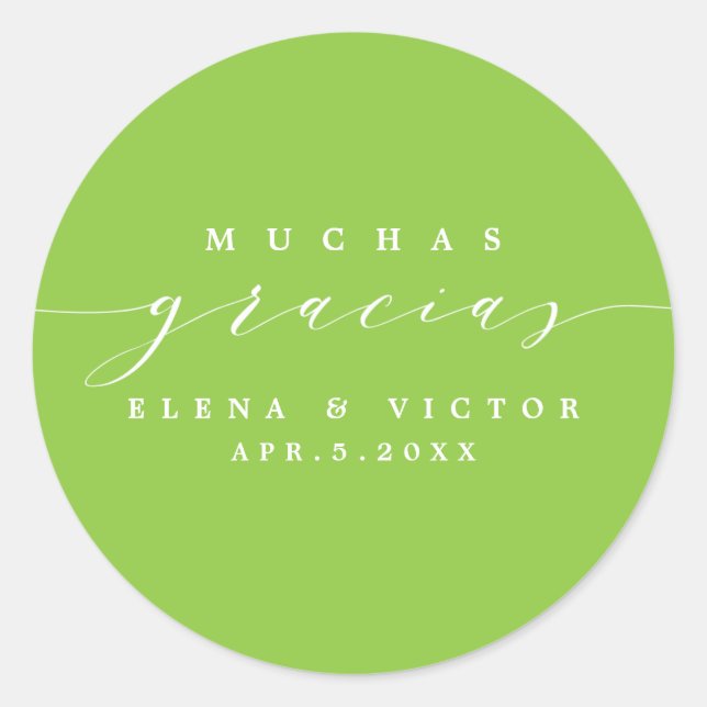 REDONDA ELEGANTE SCRIPT MUCHAS GRACIAS | GRACIAS PEGATINA (Anverso)
