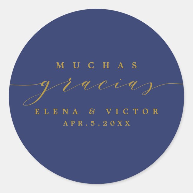 REDONDA ELEGANTE SCRIPT MUCHAS GRACIAS | GRACIAS PEGATINA (Anverso)