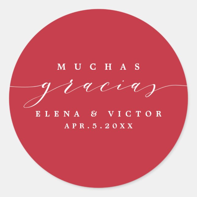 REDONDA ELEGANTE SCRIPT MUCHAS GRACIAS | GRACIAS PEGATINA (Anverso)