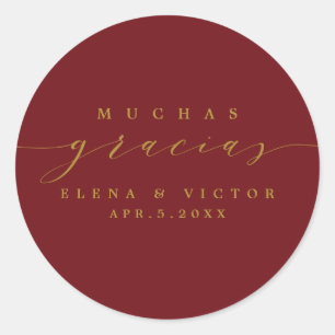 REDONDA ELEGANTE SCRIPT MUCHAS GRACIAS   GRACIAS PEGATINA