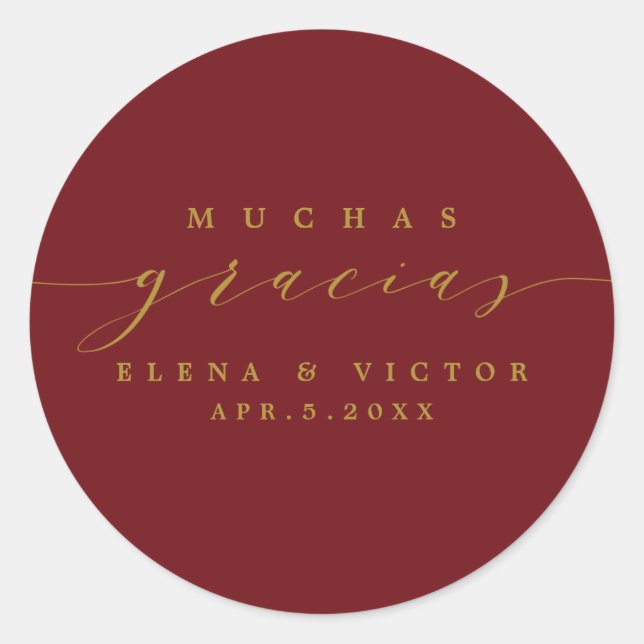 REDONDA ELEGANTE SCRIPT MUCHAS GRACIAS | GRACIAS PEGATINA (Anverso)