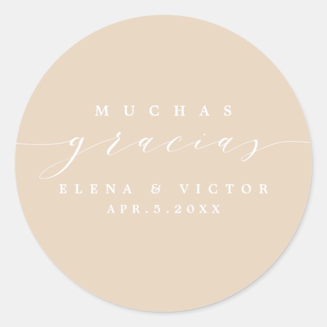 REDONDA ELEGANTE SCRIPT MUCHAS GRACIAS | GRACIAS PEGATINA (Anverso)