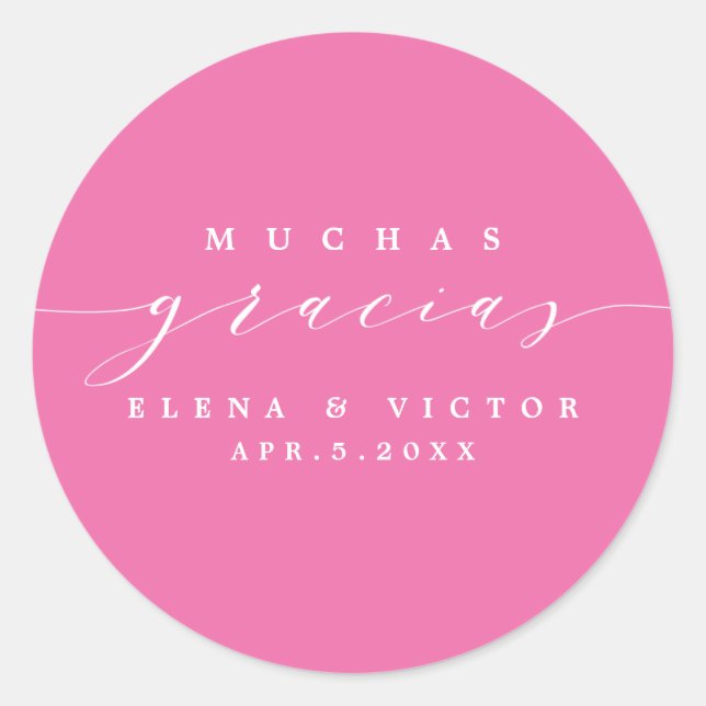 REDONDA ELEGANTE SCRIPT MUCHAS GRACIAS | GRACIAS PEGATINA (Anverso)