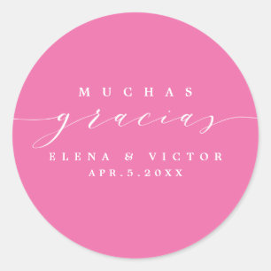 REDONDA ELEGANTE SCRIPT MUCHAS GRACIAS   GRACIAS PEGATINA