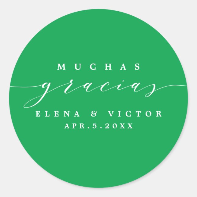 REDONDA ELEGANTE SCRIPT MUCHAS GRACIAS | GRACIAS PEGATINA (Anverso)