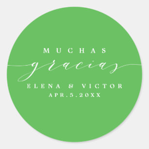 REDONDA ELEGANTE SCRIPT MUCHAS GRACIAS   GRACIAS PEGATINA