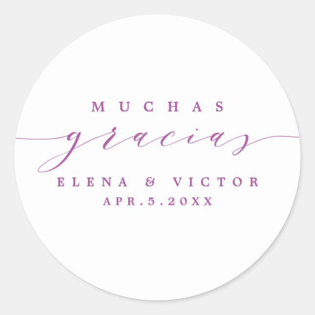 REDONDA ELEGANTE SCRIPT MUCHAS GRACIAS | GRACIAS PEGATINA (Anverso)