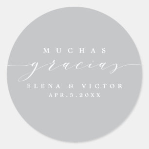 REDONDA ELEGANTE SCRIPT MUCHAS GRACIAS   GRACIAS PEGATINA