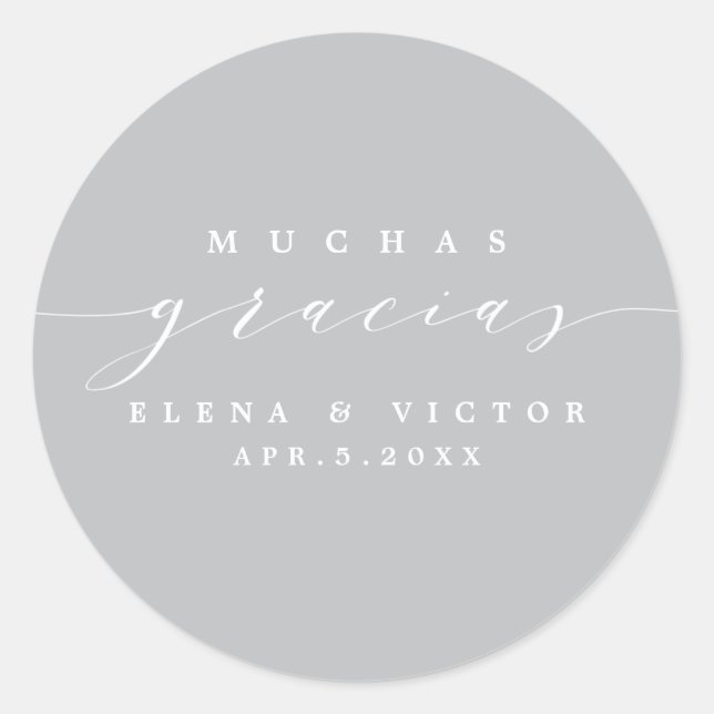 REDONDA ELEGANTE SCRIPT MUCHAS GRACIAS | GRACIAS PEGATINA (Anverso)