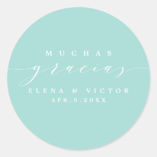 REDONDA ELEGANTE SCRIPT MUCHAS GRACIAS   GRACIAS PEGATINA