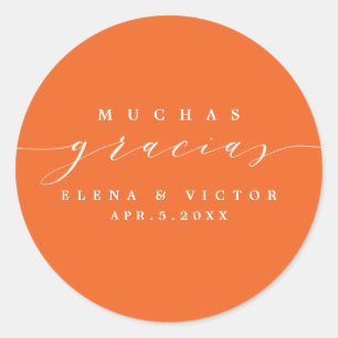 REDONDA ELEGANTE SCRIPT MUCHAS GRACIAS   GRACIAS PEGATINA