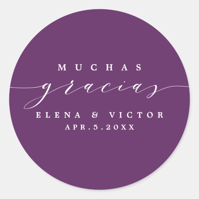 REDONDA ELEGANTE SCRIPT MUCHAS GRACIAS | GRACIAS PEGATINA (Anverso)