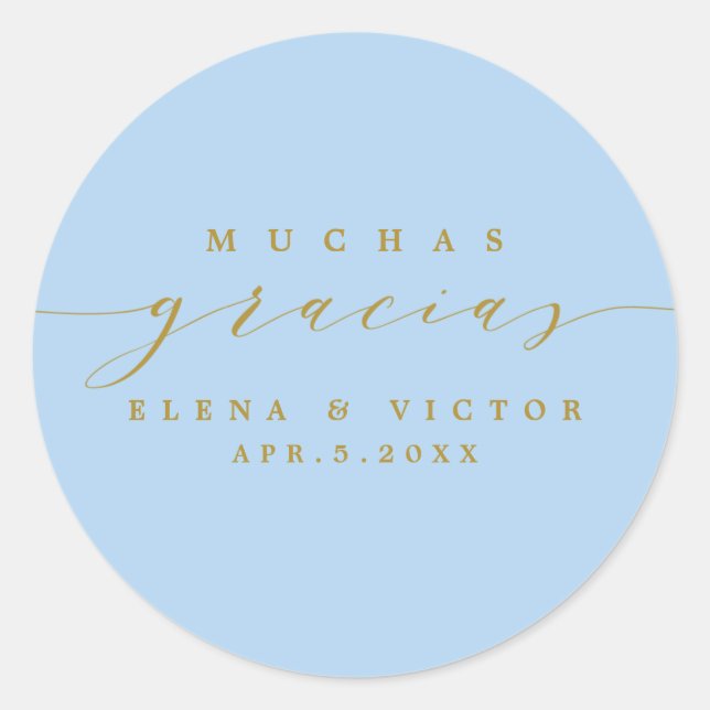 REDONDA ELEGANTE SCRIPT MUCHAS GRACIAS | GRACIAS PEGATINA (Anverso)