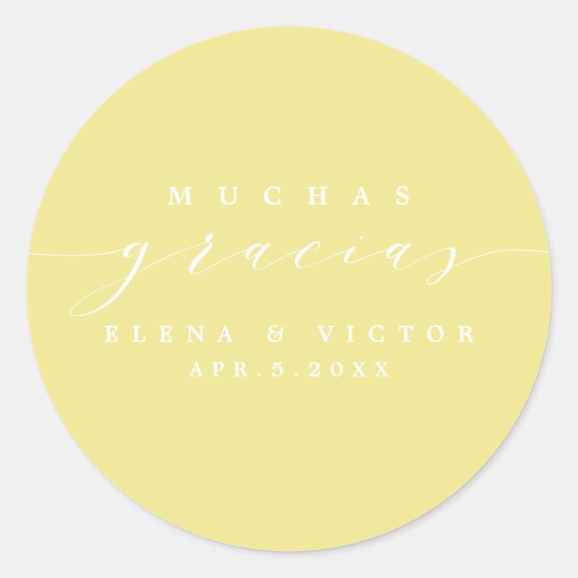 REDONDA ELEGANTE SCRIPT MUCHAS GRACIAS | GRACIAS PEGATINA (Anverso)