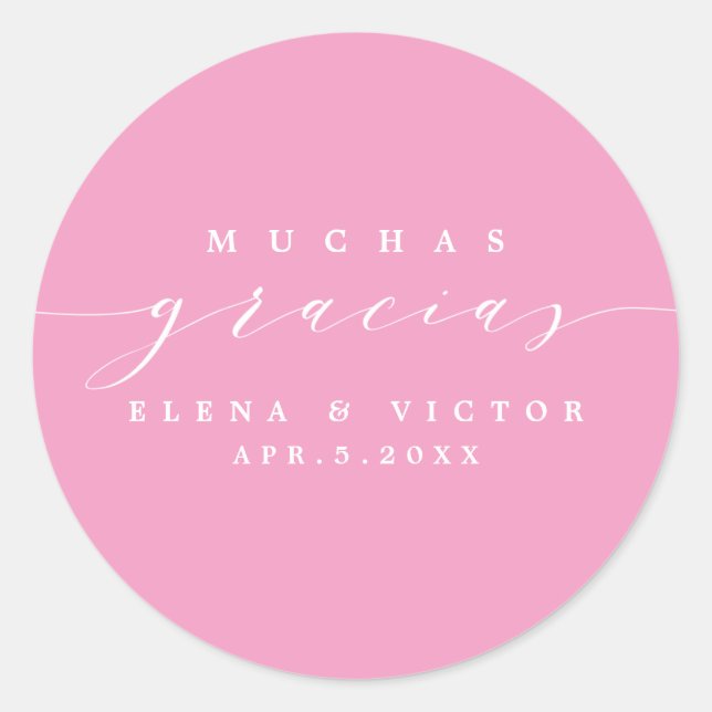 REDONDA ELEGANTE SCRIPT MUCHAS GRACIAS | GRACIAS PEGATINA (Anverso)
