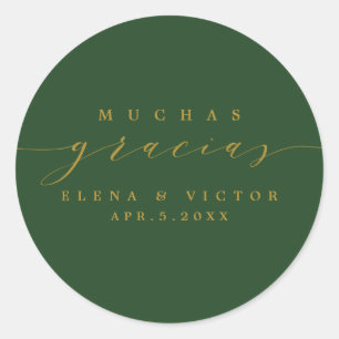 REDONDA ELEGANTE SCRIPT MUCHAS GRACIAS   GRACIAS PEGATINA