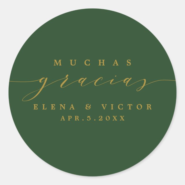 REDONDA ELEGANTE SCRIPT MUCHAS GRACIAS | GRACIAS PEGATINA (Anverso)