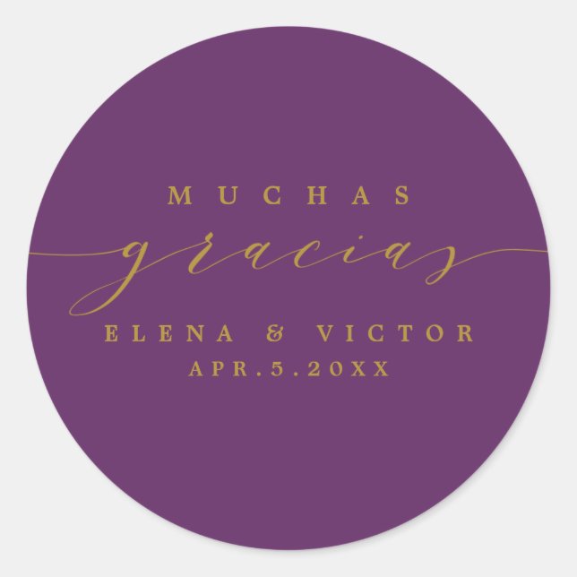 REDONDA ELEGANTE SCRIPT MUCHAS GRACIAS | GRACIAS PEGATINA (Anverso)