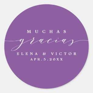 REDONDA ELEGANTE SCRIPT MUCHAS GRACIAS   GRACIAS PEGATINA