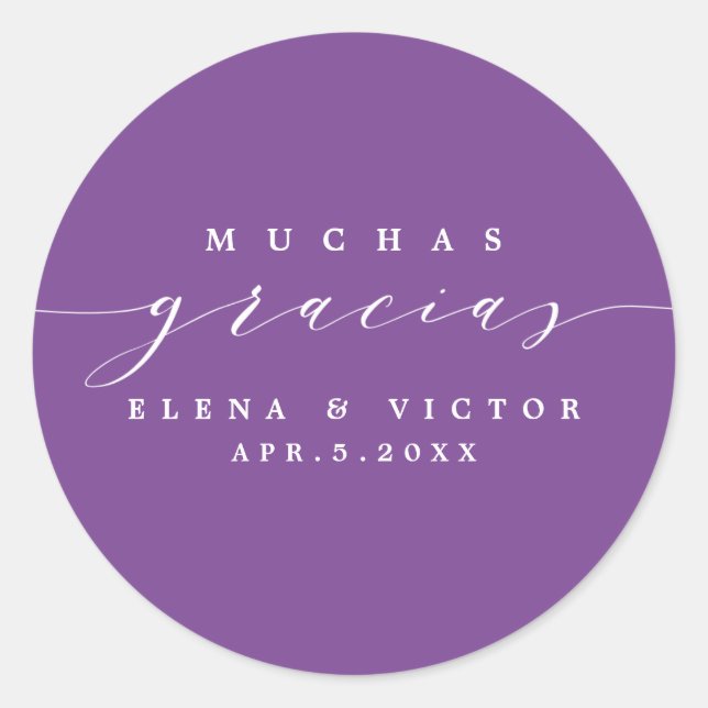 REDONDA ELEGANTE SCRIPT MUCHAS GRACIAS | GRACIAS PEGATINA (Anverso)