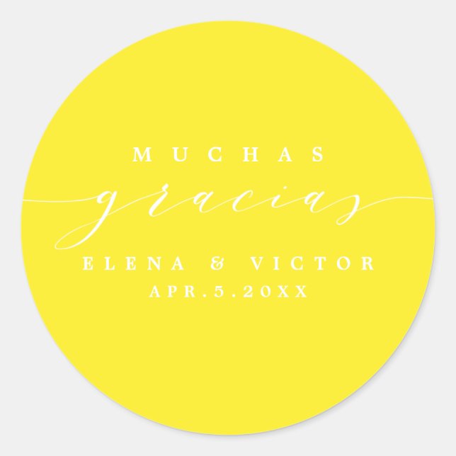 REDONDA ELEGANTE SCRIPT MUCHAS GRACIAS | GRACIAS PEGATINA (Anverso)