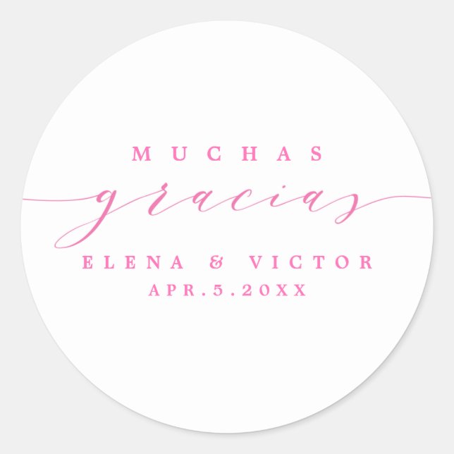 REDONDA ELEGANTE SCRIPT MUCHAS GRACIAS | GRACIAS PEGATINA (Anverso)