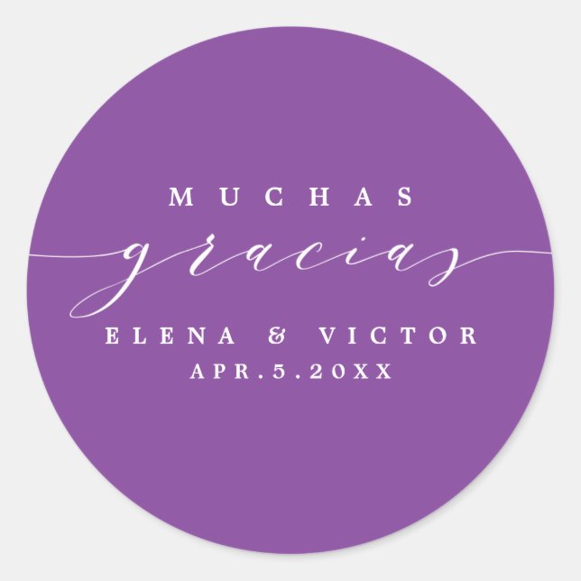 REDONDA ELEGANTE SCRIPT MUCHAS GRACIAS | GRACIAS PEGATINA (Anverso)