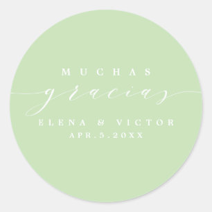 REDONDA ELEGANTE SCRIPT MUCHAS GRACIAS   GRACIAS PEGATINA