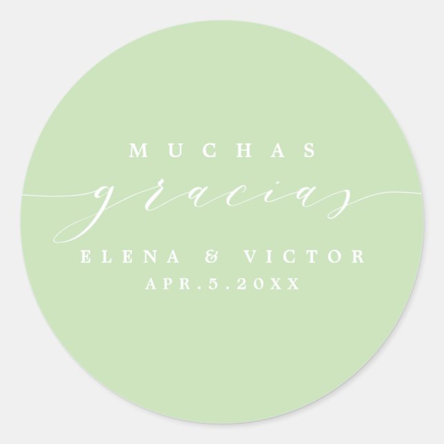 REDONDA ELEGANTE SCRIPT MUCHAS GRACIAS | GRACIAS PEGATINA (Anverso)
