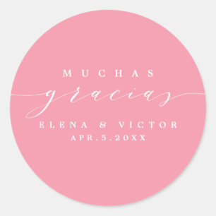 REDONDA ELEGANTE SCRIPT MUCHAS GRACIAS   GRACIAS PEGATINA