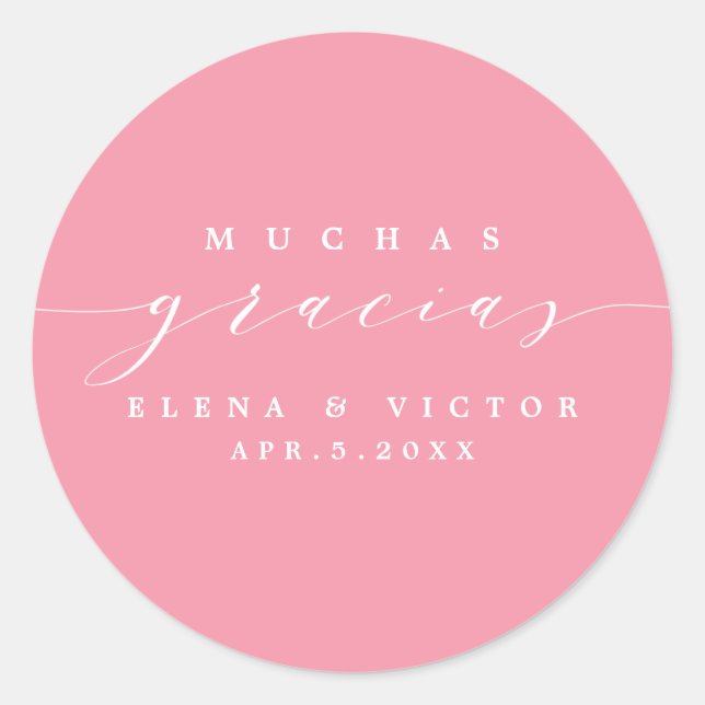 REDONDA ELEGANTE SCRIPT MUCHAS GRACIAS | GRACIAS PEGATINA (Anverso)