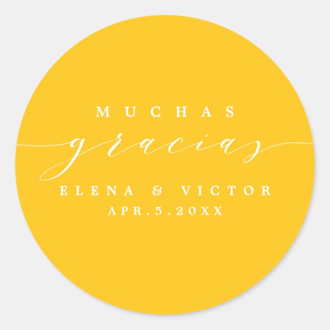 REDONDA ELEGANTE SCRIPT MUCHAS GRACIAS | GRACIAS PEGATINA (Anverso)