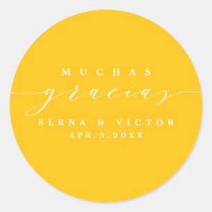 REDONDA ELEGANTE SCRIPT MUCHAS GRACIAS   GRACIAS PEGATINA