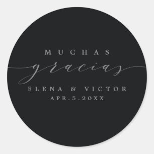 REDONDA ELEGANTE SCRIPT MUCHAS GRACIAS   GRACIAS PEGATINA