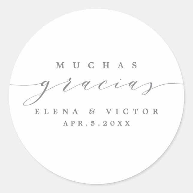 REDONDA ELEGANTE SCRIPT MUCHAS GRACIAS | GRACIAS PEGATINA (Anverso)