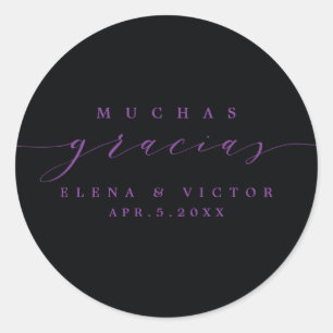 REDONDA ELEGANTE SCRIPT MUCHAS GRACIAS   GRACIAS PEGATINA
