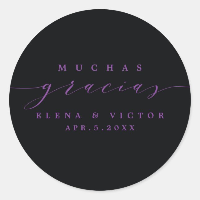 REDONDA ELEGANTE SCRIPT MUCHAS GRACIAS | GRACIAS PEGATINA (Anverso)