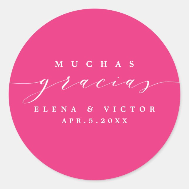 REDONDA ELEGANTE SCRIPT MUCHAS GRACIAS | GRACIAS PEGATINA (Anverso)