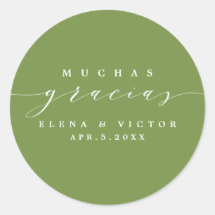 REDONDA ELEGANTE SCRIPT MUCHAS GRACIAS   GRACIAS PEGATINA