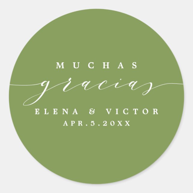 REDONDA ELEGANTE SCRIPT MUCHAS GRACIAS | GRACIAS PEGATINA (Anverso)